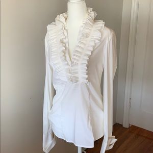 BCBG long sleeve ruffle top